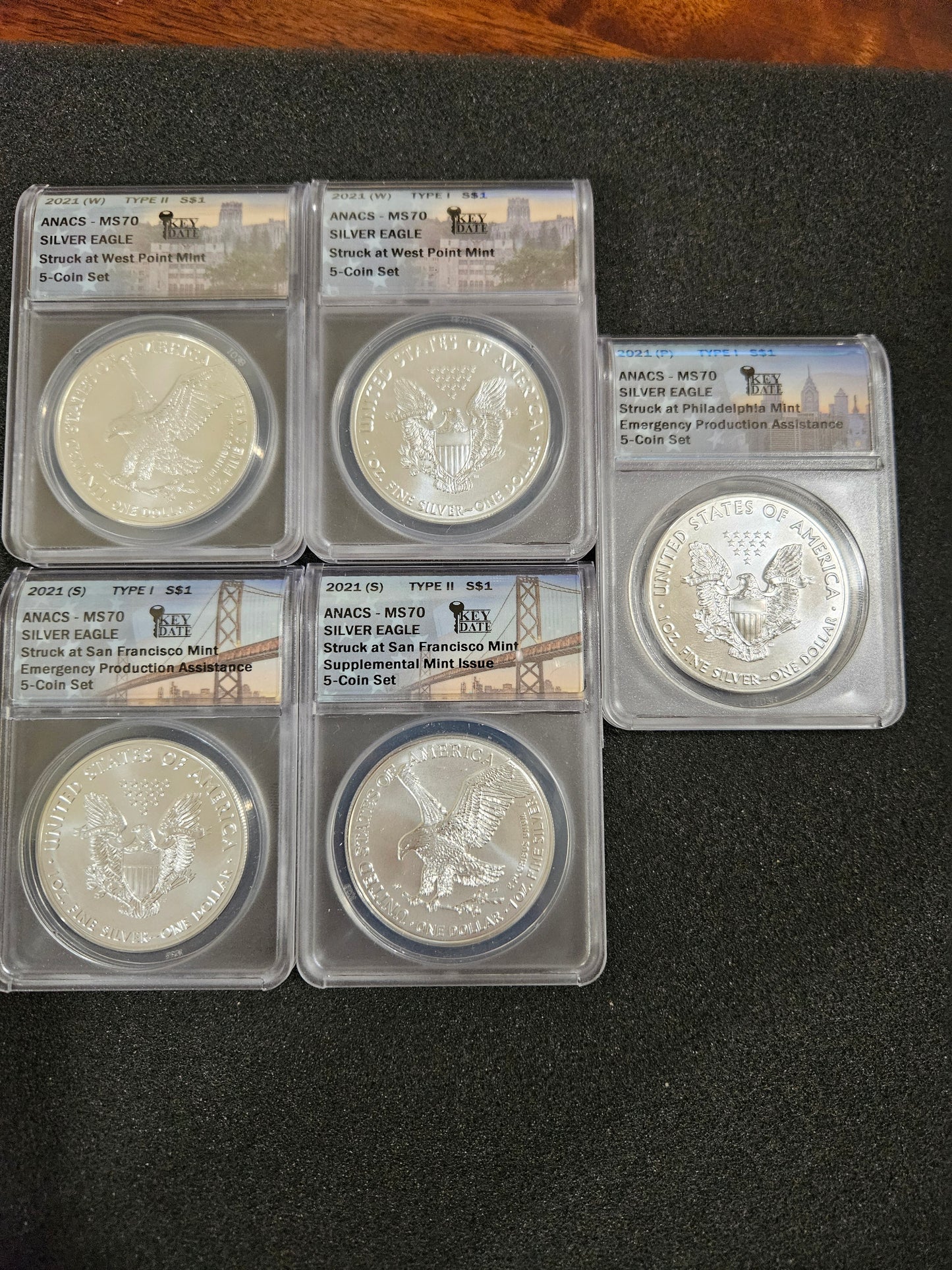 2001 American Silver 5 coin set