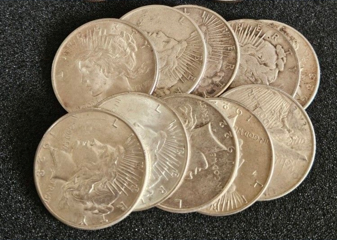10 Peace dollars (random years )