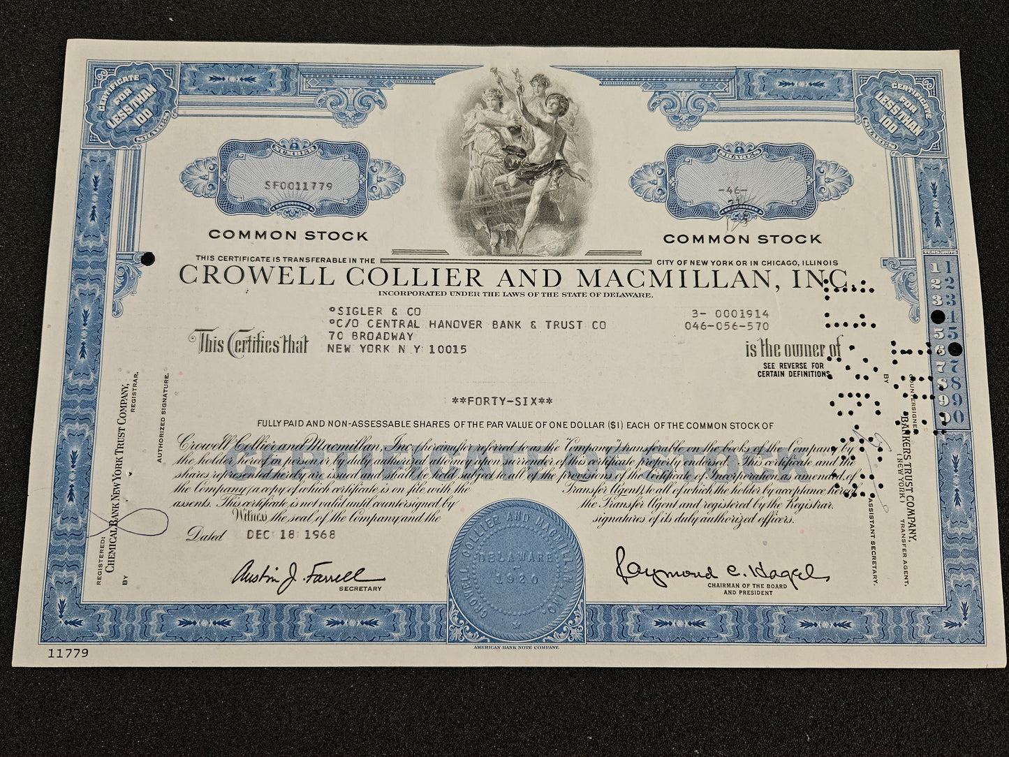 1968 Common Stock Certificate