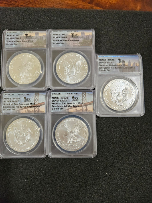 2001 American Silver 5 coin set