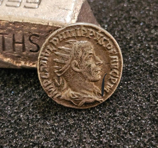 Circa 247 - 249 A.D. Roman Silver coin