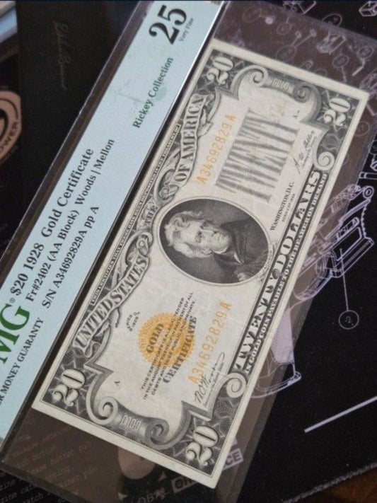 1928 PMG $20 gold Cert