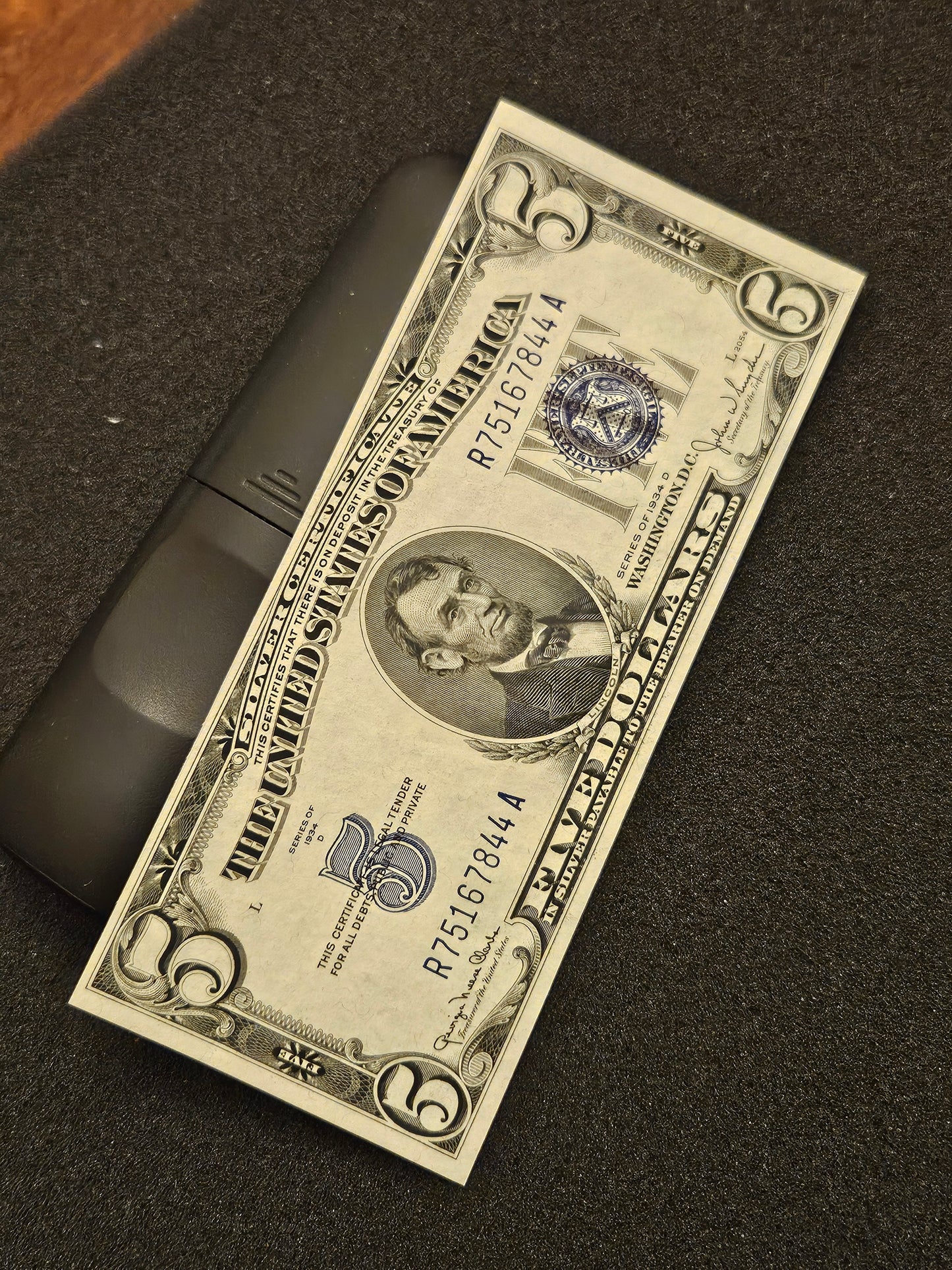 1934 D $5 silver certificate