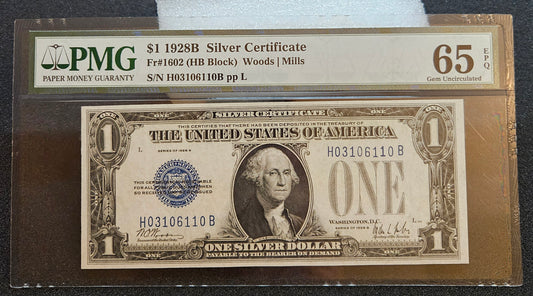 1928B $1 Silver Certificate