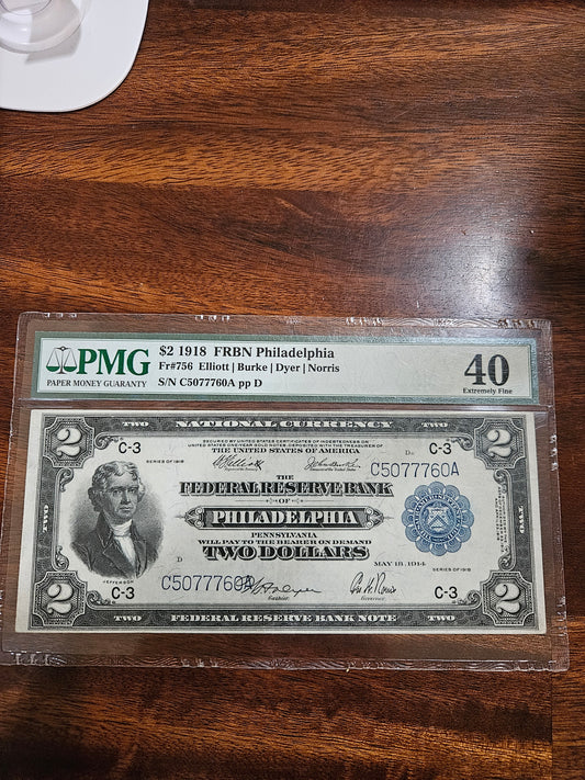 1918 $2 Federal Reserve BankNote ( Battleship )