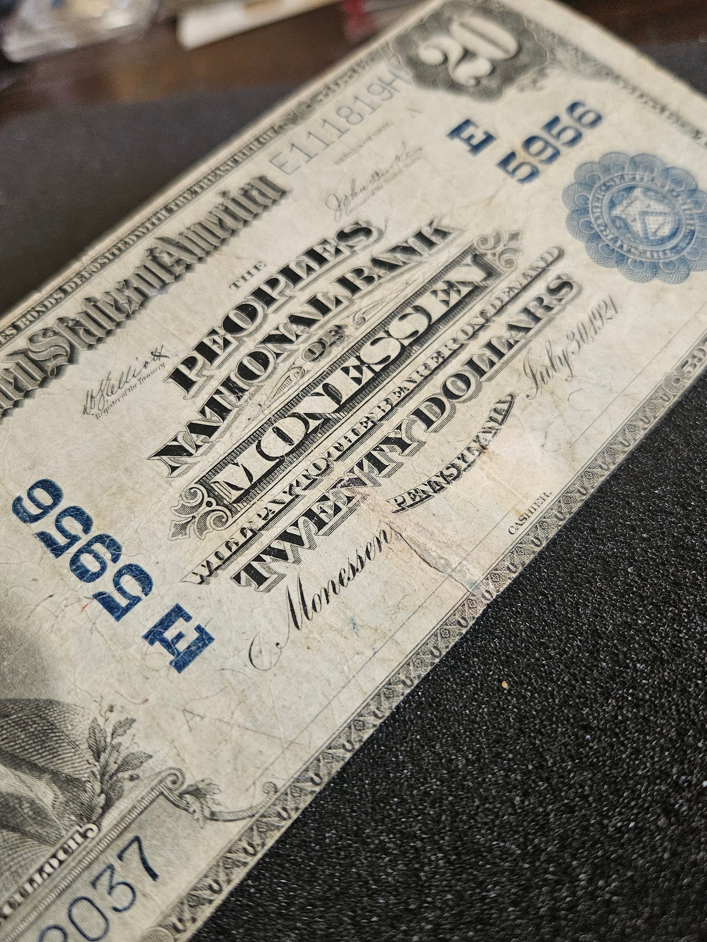 1902 $20 Peoples National Bank of Monessen Pennsylvania